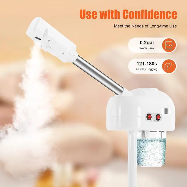 Alt view image 3 of 7 - Facial Steamers, Hot Ozone Face Steamer on Wheels for Facial, Professional Skin Care Equipment, Esthetician Steamer for Salon Beauty and Spa, Mist Face Steamer for Skin Care