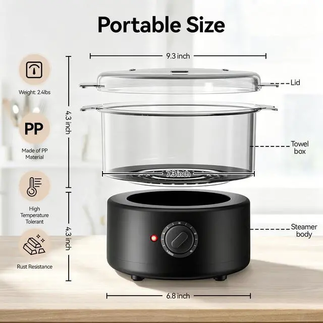 Alt view image 3 of 7 - Mini Hot Towel Warmer - 1 min Steam & 60 in 20mins, Towel Steamer for Facials/Barber/Massage, Portable 2.4lbs Small Heater for Home Spa/Bathroom/Light Salon Use (Black-X-Small)