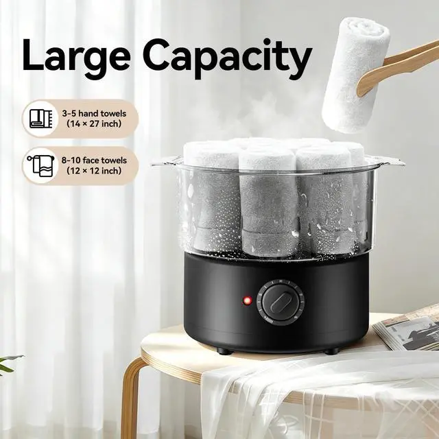 Alt view image 4 of 7 - Mini Hot Towel Warmer - 1 min Steam & 60 in 20mins, Towel Steamer for Facials/Barber/Massage, Portable 2.4lbs Small Heater for Home Spa/Bathroom/Light Salon Use (Black-X-Small)