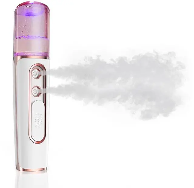 Main image of Nano Facial Mister, Cool Mist Face Steamer with 2 Spray Nozzle, USB Rechargeable, Visual Water Tank, Nano Mister for Eyelash Extensions, Skin Care, Daily Makeup, Deep Hydrating-Pink