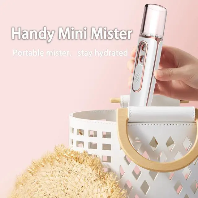 Alt view image 5 of 6 - Nano Facial Mister, Cool Mist Face Steamer with 2 Spray Nozzle, USB Rechargeable, Visual Water Tank, Nano Mister for Eyelash Extensions, Skin Care, Daily Makeup, Deep Hydrating-Pink