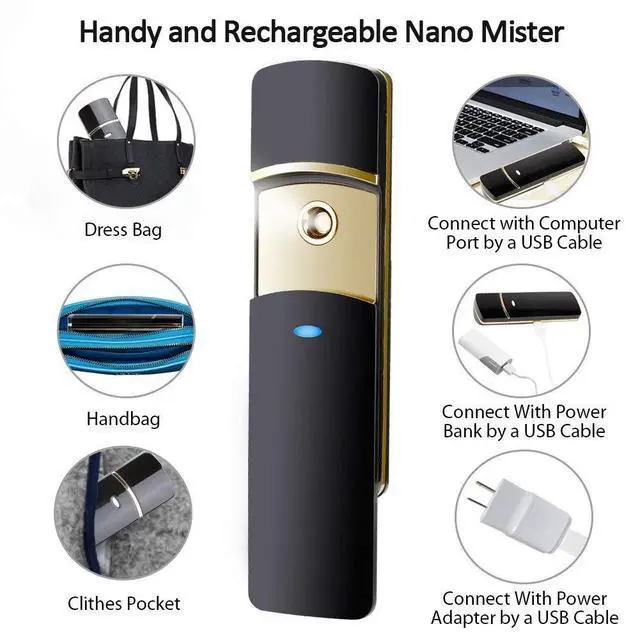 Alt view image 5 of 7 - Face Mister, Nano Facial Mister for Lash Extensions, Portable Nano Mister & Mini Cool Facial Steamer, Nano Mist Sprayer for Hydrating the Skin,Refresh & Cool Down Eyelash Extensions Black