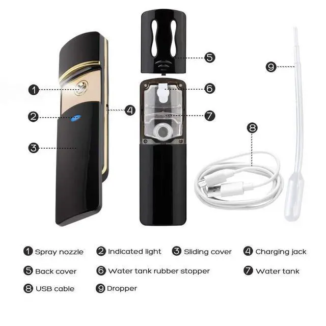 Alt view image 6 of 7 - Face Mister, Nano Facial Mister for Lash Extensions, Portable Nano Mister & Mini Cool Facial Steamer, Nano Mist Sprayer for Hydrating the Skin,Refresh & Cool Down Eyelash Extensions Black
