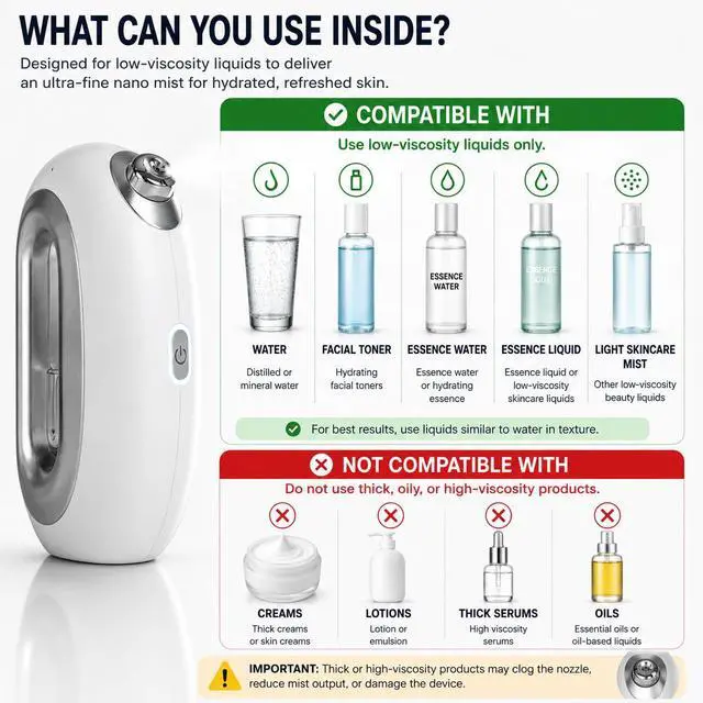 Alt view image 2 of 7 - Facial Steamer Nano Mist Portable USB Rechargeable Face Mister for Hydrated Glowing Skin Ultra Fine Cold Mist for Makeup Settings, Dry Skin & Travel Beauty Device,