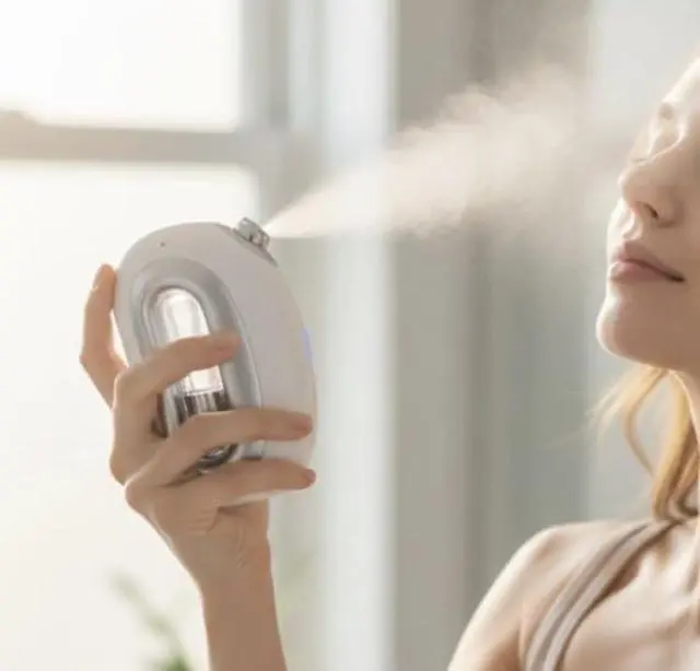 Alt view image 4 of 7 - Facial Steamer Nano Mist Portable USB Rechargeable Face Mister for Hydrated Glowing Skin Ultra Fine Cold Mist for Makeup Settings, Dry Skin & Travel Beauty Device,