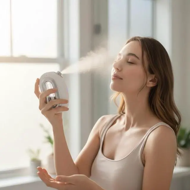 Alt view image 3 of 7 - Facial Steamer Nano Mist Portable USB Rechargeable Face Mister for Hydrated Glowing Skin Ultra Fine Cold Mist for Makeup Settings, Dry Skin & Travel Beauty Device,