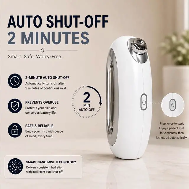 Alt view image 7 of 7 - Facial Steamer Nano Mist Portable USB Rechargeable Face Mister for Hydrated Glowing Skin Ultra Fine Cold Mist for Makeup Settings, Dry Skin & Travel Beauty Device,