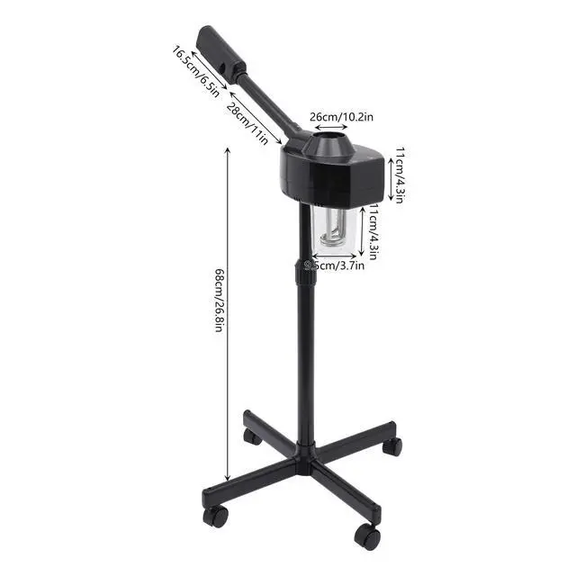 Alt view image 4 of 7 - Professional Facial Steamer Ozone Single-Tube Beauty Sprayer w/Rotatable Nozzle Esthetician Steamer for Salon Beauty and Spa Shop Black