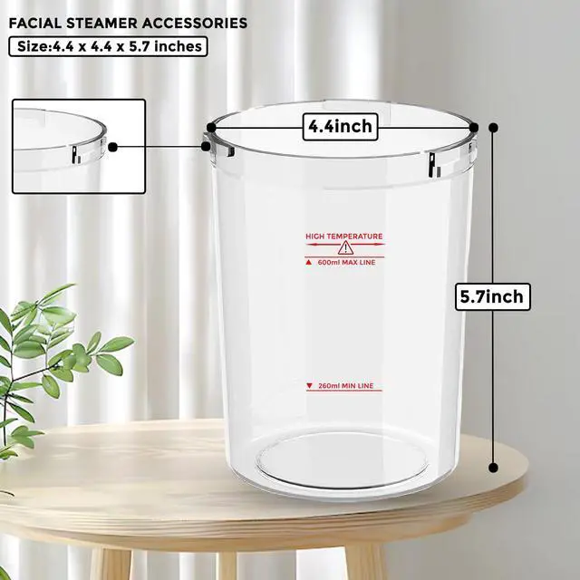 Alt view image 2 of 5 - Water Jar for Facial Steamer Professional, Large Capacity Plastic Water Cup for Ozone Facial Steamer Professional Replacement