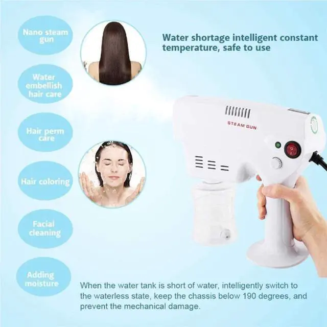 Alt view image 2 of 7 - Nano Hair Steamer Gun Hair Care Hydration Sprayer Hot Dyeing Care Blue Micro Mist Machine Spray Gun Hair Steamer Trigger