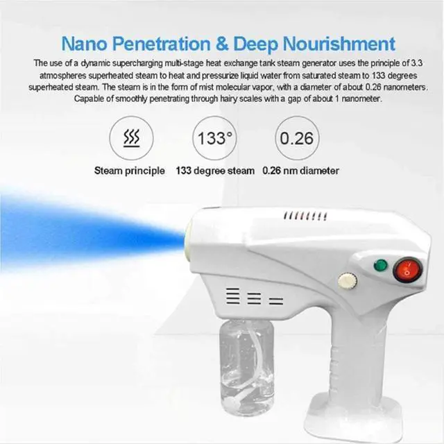Alt view image 5 of 7 - Nano Hair Steamer Gun Hair Care Hydration Sprayer Hot Dyeing Care Blue Micro Mist Machine Spray Gun Hair Steamer Trigger