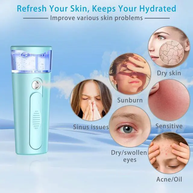 Alt view image 2 of 6 - Nano Face Mister, Facial Steamer, USB Rechargeable Cool Mist Sprayer, 40ml Visual Water Tank, Face Mist for Eyelash Extensions, Facial Deep Cleaning, Makeup (Blue)
