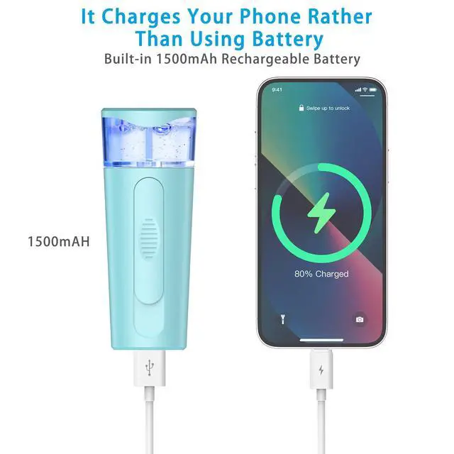Alt view image 4 of 6 - Nano Face Mister, Facial Steamer, USB Rechargeable Cool Mist Sprayer, 40ml Visual Water Tank, Face Mist for Eyelash Extensions, Facial Deep Cleaning, Makeup (Blue)