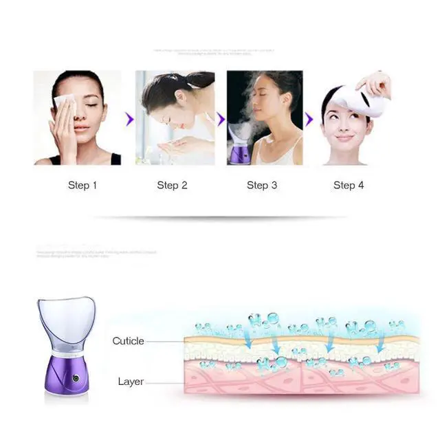 Alt view image 2 of 7 - Facial Steamer Professional Sinus Steam Inhaler Face Skin Moisturizer Facial Mask Sauna Spa Steamers with Aromatherapy Diffuser Humidifier Function (Purple)