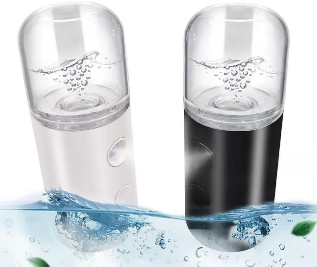 Main image of 2Pack Facial Mister, Portable Face Mister, Cool Nano Mist Sprayer for Face Hydrating, Mini Handy Mister for Eyelash Extensions with 1oz Large Capacity Screwing Visual Water Tank Black/White