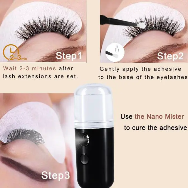 Alt view image 2 of 7 - 2Pack Facial Mister, Portable Face Mister, Cool Nano Mist Sprayer for Face Hydrating, Mini Handy Mister for Eyelash Extensions with 1oz Large Capacity Screwing Visual Water Tank Black/White