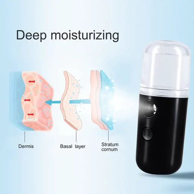 Alt view image 3 of 7 - 2Pack Facial Mister, Portable Face Mister, Cool Nano Mist Sprayer for Face Hydrating, Mini Handy Mister for Eyelash Extensions with 1oz Large Capacity Screwing Visual Water Tank Black/White