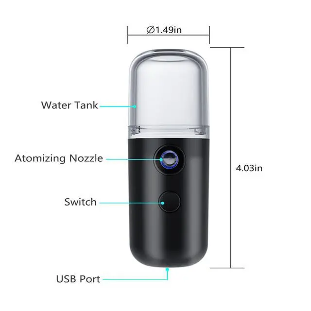 Alt view image 5 of 7 - 2Pack Facial Mister, Portable Face Mister, Cool Nano Mist Sprayer for Face Hydrating, Mini Handy Mister for Eyelash Extensions with 1oz Large Capacity Screwing Visual Water Tank Black/White