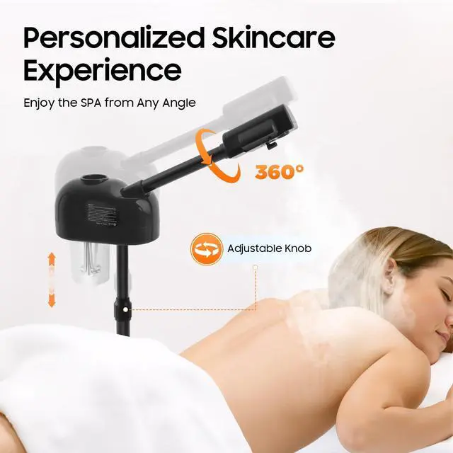 Alt view image 3 of 7 - Professional Facial Steamers, Hot Ozone Face Steamer for Facial, Standing Facial Steamer on Wheels, Esthetician Steamer for Salon Beauty and Spa, Mist Face Steamer for Facial Skin Care (Black)