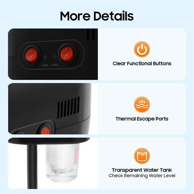 Alt view image 6 of 7 - Professional Facial Steamers, Hot Ozone Face Steamer for Facial, Standing Facial Steamer on Wheels, Esthetician Steamer for Salon Beauty and Spa, Mist Face Steamer for Facial Skin Care (Black)