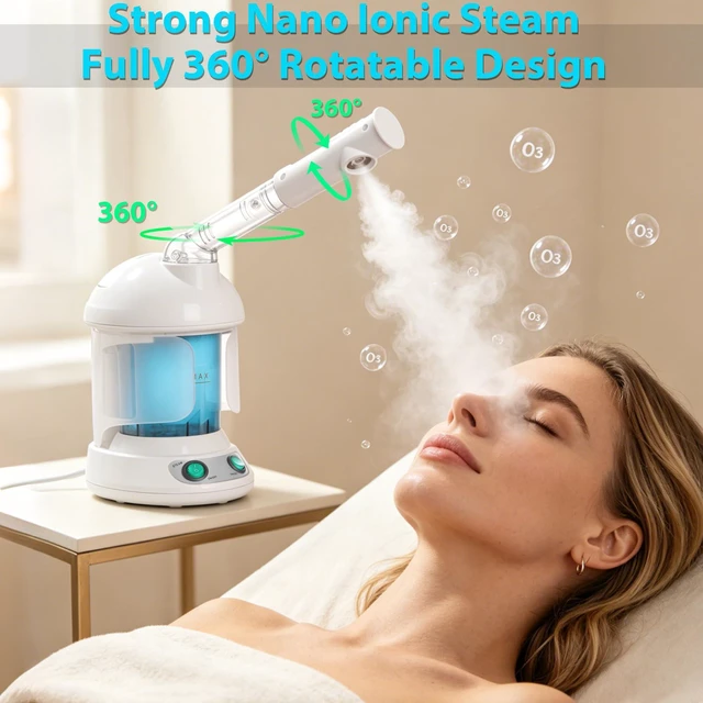 Alt view image 3 of 7 - Hair Steamer PRO 3 in 1 Multifunction Ozone Facial Steamer with Bonnet Hood Attachment, Hair Therapy & Face Steamer for Personal Care Use at Home or Salon