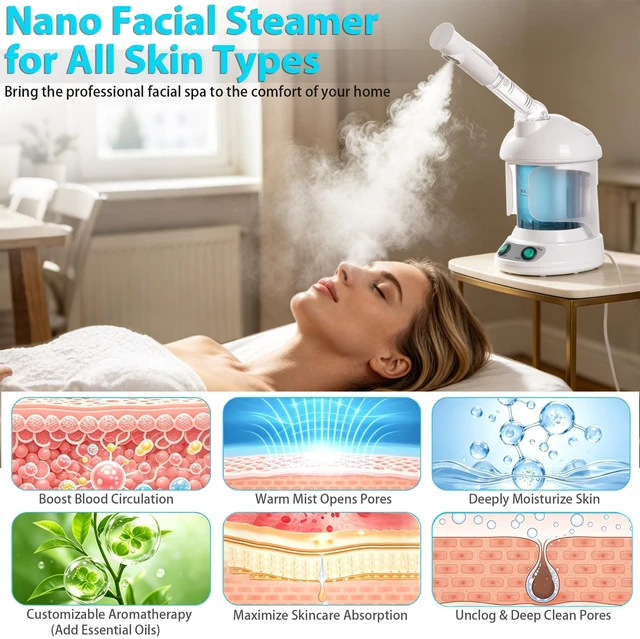 Alt view image 7 of 7 - Hair Steamer PRO 3 in 1 Multifunction Ozone Facial Steamer with Bonnet Hood Attachment, Hair Therapy & Face Steamer for Personal Care Use at Home or Salon