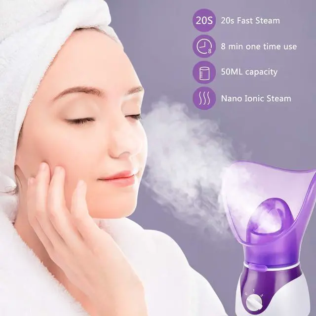 Alt view image 4 of 6 - Facial Steamer for Face Nano Facial Mister Sprayer Set, Face Steamer for Facial Deep Cleaning, Portable Mini Face Steamer for Clogged Pore, Sinuses (Include Blackhead Remover Kit, Brush)