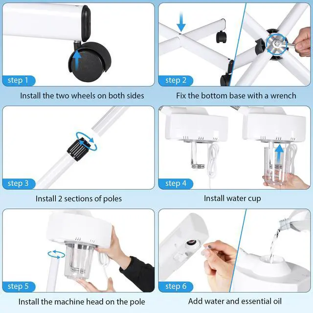 Alt view image 2 of 7 - Professional Facial Steamer, Hot Mist & Timer Function, Adjustable Height and Angle, Vaporizador Facial Professional Steamer On Wheels for Home Use & Spa Salon Skin Cleasning