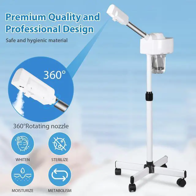 Alt view image 4 of 7 - Professional Facial Steamer, Hot Mist & Timer Function, Adjustable Height and Angle, Vaporizador Facial Professional Steamer On Wheels for Home Use & Spa Salon Skin Cleasning