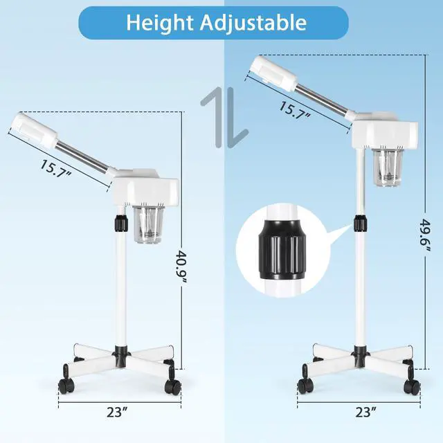 Alt view image 5 of 7 - Professional Facial Steamer, Hot Mist & Timer Function, Adjustable Height and Angle, Vaporizador Facial Professional Steamer On Wheels for Home Use & Spa Salon Skin Cleasning