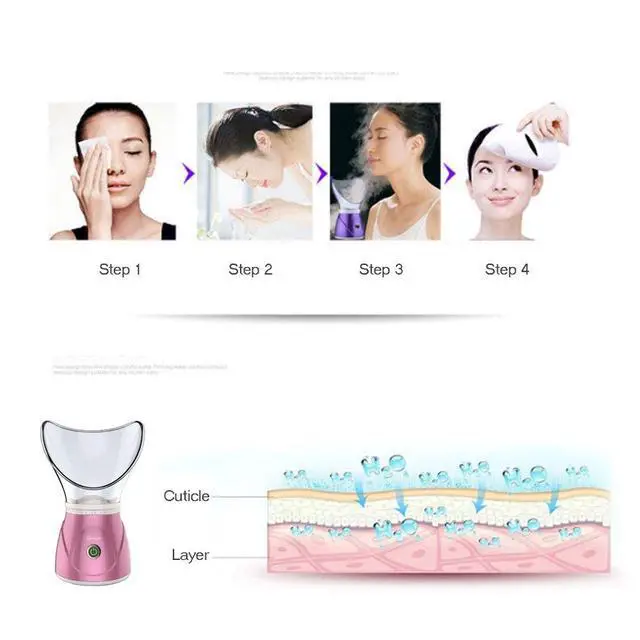 Alt view image 2 of 6 - Facial Steamer Professional Sinus Steam Inhaler Face Skin Moisturizer Facial Mask Sauna Spa Steamers with Aromatherapy Diffuser Humidifier Function (Pink)