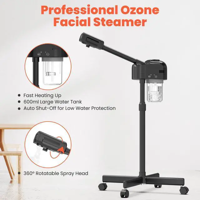 Alt view image 3 of 7 - Height Adjustable Professional Facial Steamer, Black