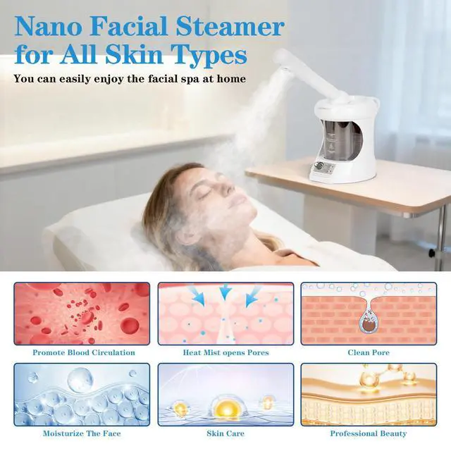 Alt view image 3 of 7 - 2 in 1 Nasal Steamer, Nano Ionic Facial Steamer with Extendable Arm, White