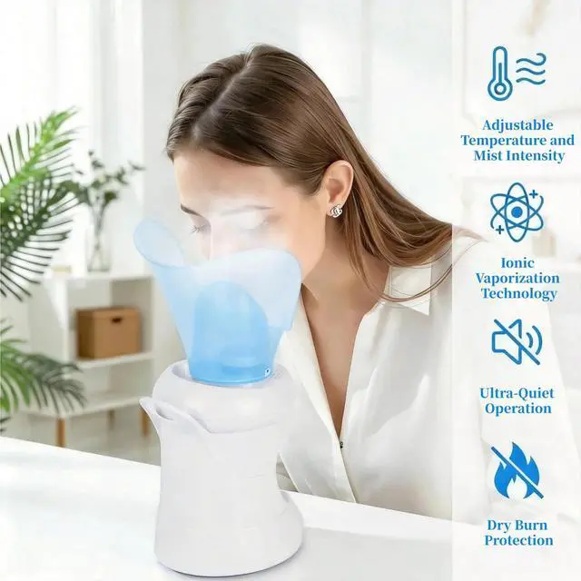 Alt view image 4 of 7 - 2 in 1 Nasal Steamer, Nano Ionic Facial Steamer with Extendable Arm, White