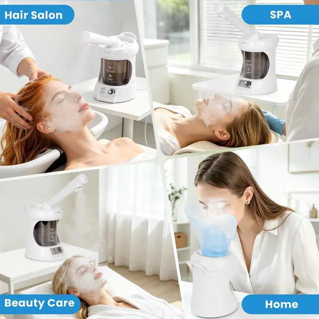 Alt view image 6 of 7 - 2 in 1 Nasal Steamer, Nano Ionic Facial Steamer with Extendable Arm, White