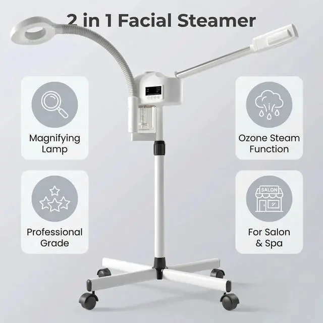 Alt view image 2 of 7 - Professional Facial Steamer with Magnifying Lamp for Estheticians.