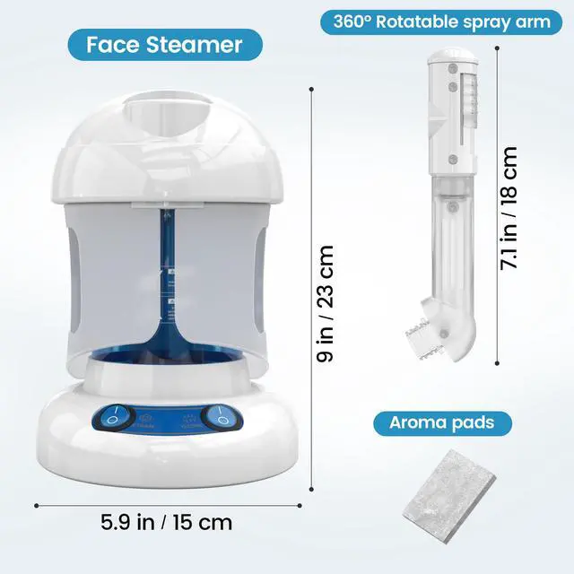 Alt view image 6 of 7 - Nano Ionic Facial Steamer - 360° Rotatable Sprayer - 40 Minutes Warm Mist - Humidifier - Professional Face Steamer for Facial Deep Cleaning (White)