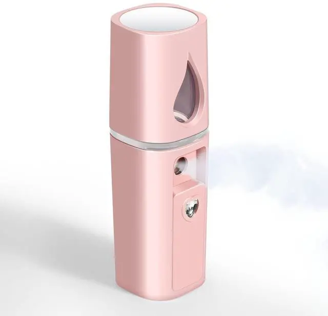 Main image of Nano Facial Steamer, Handy Mini Mister with Mirror, USB Rechargeable Mist Sprayer, Visual Water Tank Moisturizing&Hydrating for Face, Makeup, Skin Care, Eyelash Extensions-Pink