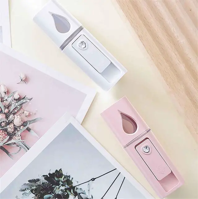 Alt view image 6 of 6 - Nano Facial Steamer, Handy Mini Mister with Mirror, USB Rechargeable Mist Sprayer, Visual Water Tank Moisturizing&Hydrating for Face, Makeup, Skin Care, Eyelash Extensions-Pink