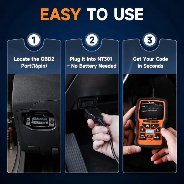 Alt view image 6 of 7 - NT301 OBD2 Scanner Live Data Professional Mechanic OBDII Diagnostic Code Reader Tool for Check Engine Light