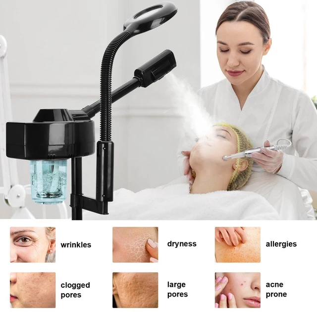 Alt view image 4 of 7 - 2 in 1 Facial Steamer Professional Ionic Face Steamer with 5X Magnifying Lamp&Adjustable Hot Mist Nozzle, Esthetician Facial Steamer Salon Spa Beauty Skin Care Equipment