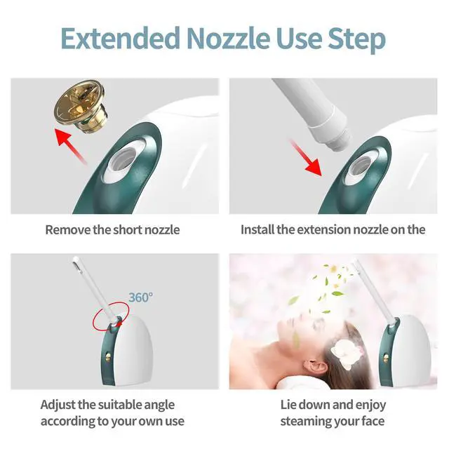 Alt view image 4 of 7 - Extended Nozzle for 3in1 Facial Steamer, 360° Rotatable Arm - Extra Flexibility for Portable Spa - Personal Care Use at Home or Salon, Replaceable Accessory (Not Include Facial Steamer)