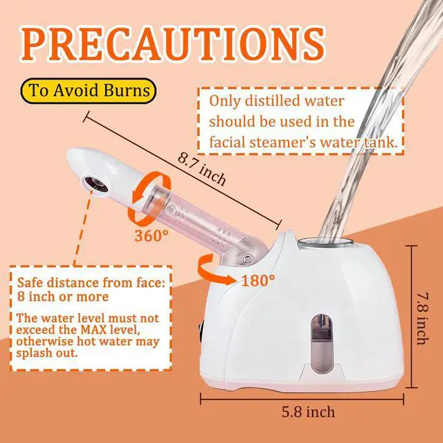 Alt view image 4 of 7 - Facial Steamer,Face Steamer,Nano Lonic Steamer for Face With 360° Rotating Arm,Face Steamer for Facial Deep Cleaning,Portable Facial Steamers Professional-Facial Spa for Personal Care at Home or Salon