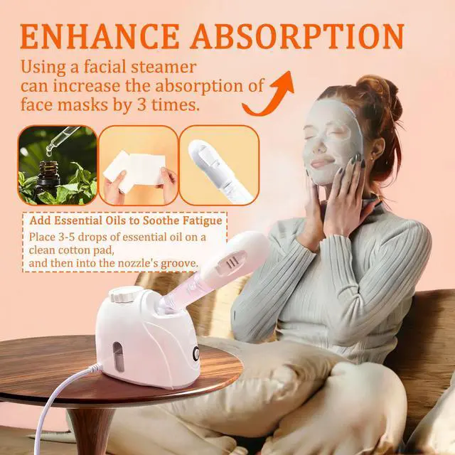 Alt view image 5 of 7 - Facial Steamer,Face Steamer,Nano Lonic Steamer for Face With 360° Rotating Arm,Face Steamer for Facial Deep Cleaning,Portable Facial Steamers Professional-Facial Spa for Personal Care at Home or Salon