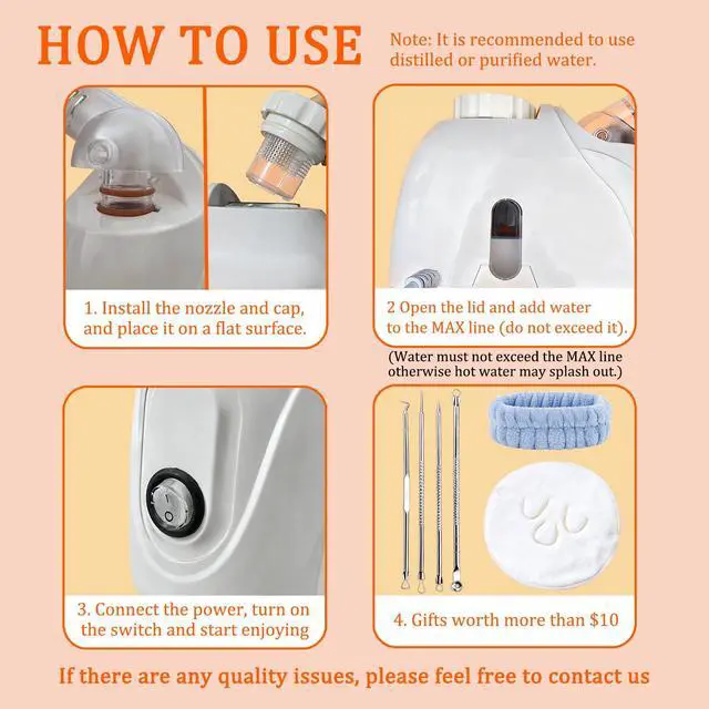 Alt view image 7 of 7 - Facial Steamer,Face Steamer,Nano Lonic Steamer for Face With 360° Rotating Arm,Face Steamer for Facial Deep Cleaning,Portable Facial Steamers Professional-Facial Spa for Personal Care at Home or Salon