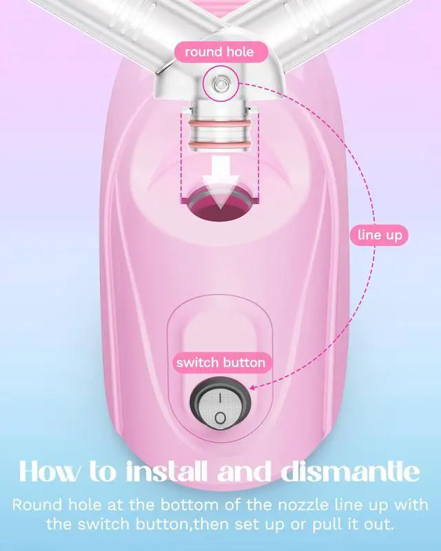Alt view image 5 of 7 - Facial Steamer,Warm Mist Face Steamer with 360° Rotatable Sprayer Nozzle for Deep Cleaning Unclogs Pores,Portable Face Humidifier Skin Care for Home Facial SPA Sauna Salon