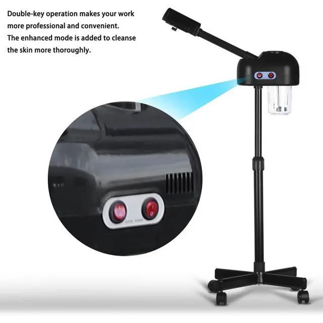 Alt view image 7 of 7 - Face Steamer for Facial Deep Cleaning Professional, Stand Facial Steamer with Hot Mist and 360° Rotatable Nozzle, Facial Steamers Home Facial Spa, Steamer Esthetician for Salon, Spa, Black