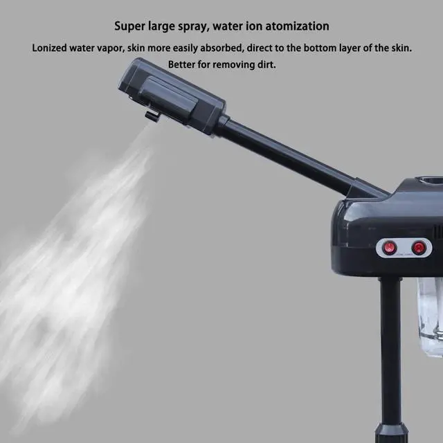 Alt view image 4 of 7 - LCD Ozone Facial Steamer, Professional Salon Spa Steamer Beauty Equipment, Spray 107.6 Warm Steam, 360° Rotatable Nozzle, Timer Function, Adjustable Height, Rolling Wheels