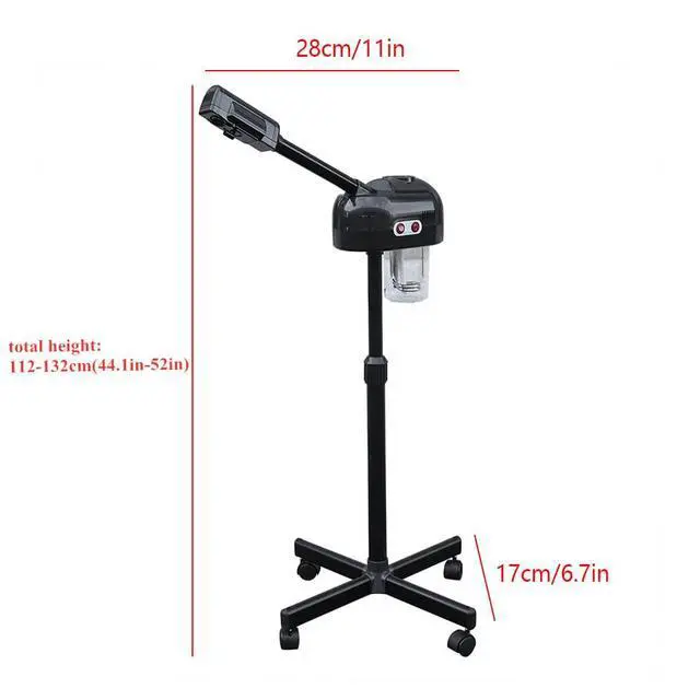 Alt view image 5 of 7 - LCD Ozone Facial Steamer, Professional Salon Spa Steamer Beauty Equipment, Spray 107.6 Warm Steam, 360° Rotatable Nozzle, Timer Function, Adjustable Height, Rolling Wheels