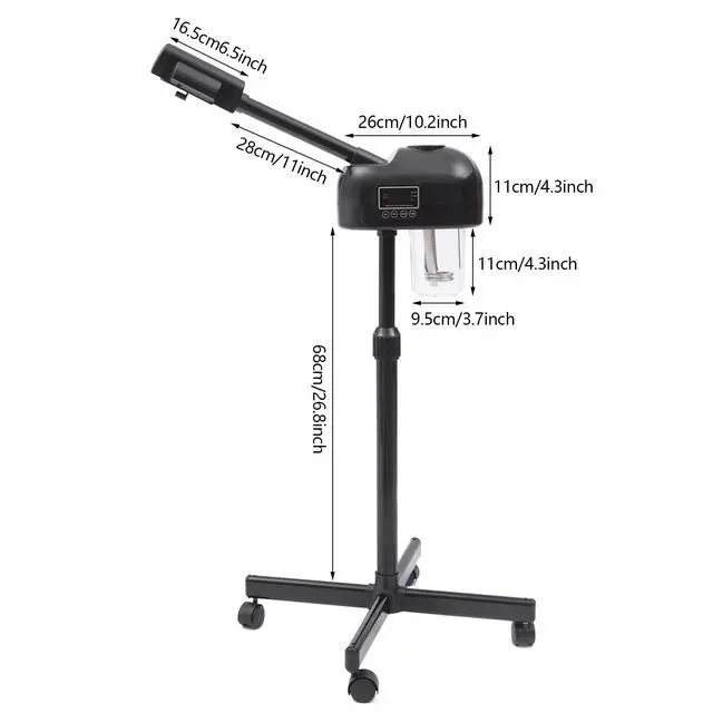 Alt view image 4 of 7 - Facial Steamer for Esthetician Deep Cleaning Face Steamer for Facial with Hot Mist, Rolling Wheels & 360° Rotatable Nozzle Beauty Salon Spa Skin Care Tools, Height Adjustable (black)